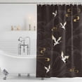 thumbnail image 3 of Japanese Style Shower Curtain, Waterproof Shower Curtains for Bathroom, Vintage Cranes Ocean Wave Black Grey Washable Fabric Bathtub Curtain Set Bath Decor with 12 Hooks 72"x78", 3 of 8