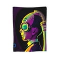 thumbnail image 7 of DouZhe Ultra-Soft Micro Fleece Lightweight Flannel Bed Blanket, Steampunk Alien Cyberpunk Sci-Fi Print Cozy Warm Throw Blankets, 50"x40", 7 of 7