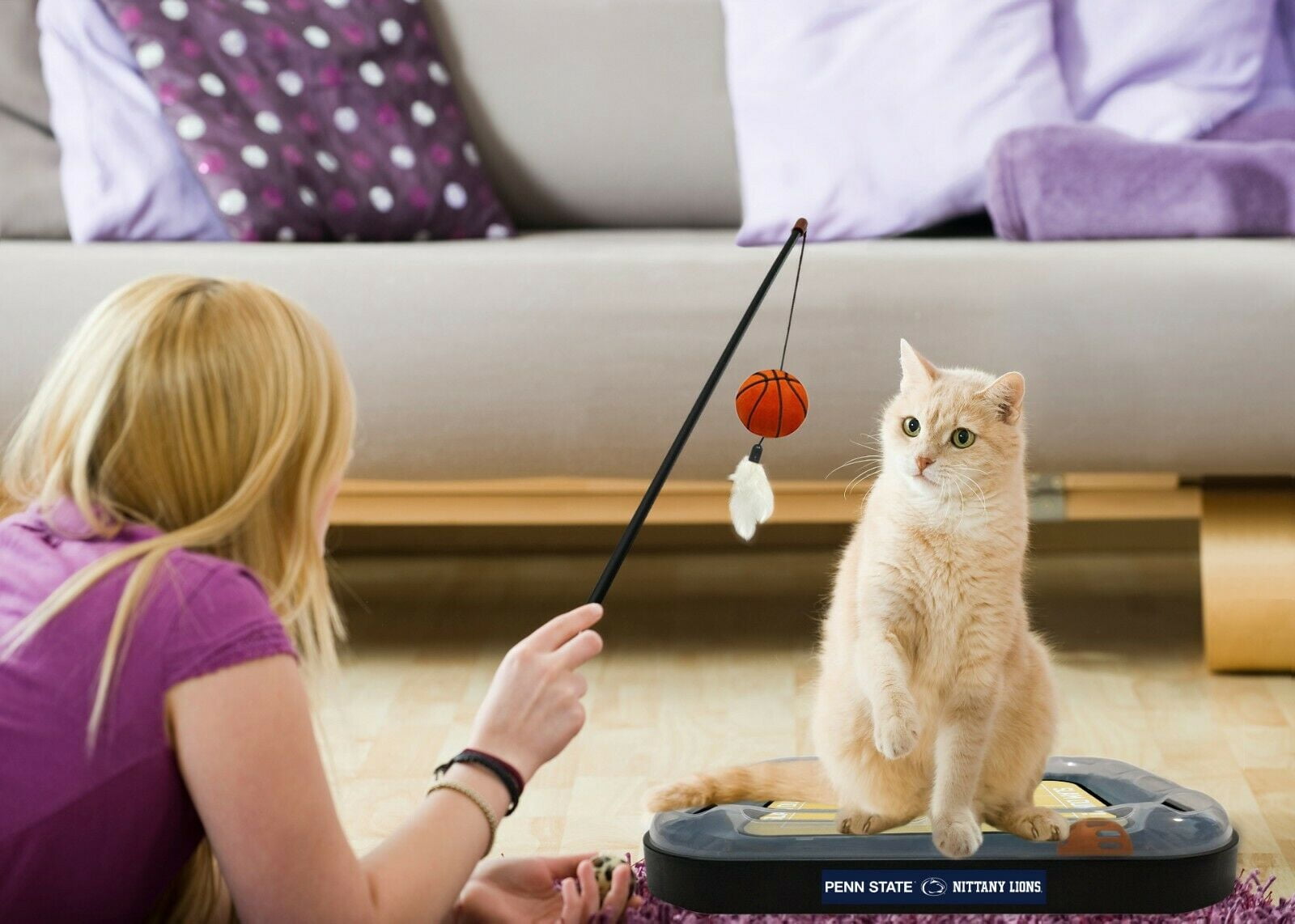 NCAA Penn State Nittany Lions CAT Scratcher Mat Toy with Catnip Plush & Feather Cat Toy 5-in-1 Kitty Toy