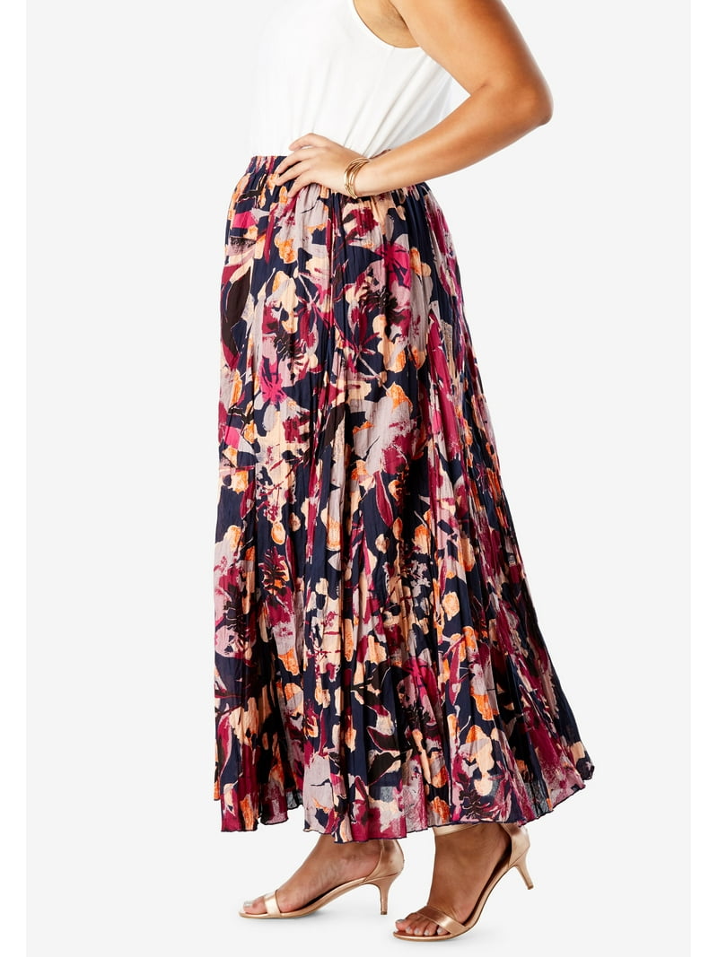 【送料無料】 ジェシカロンドン レディース スカート ボトムス Jessica London Women's Plus Size Flowing Crinkled Maxi Skirt Navy
