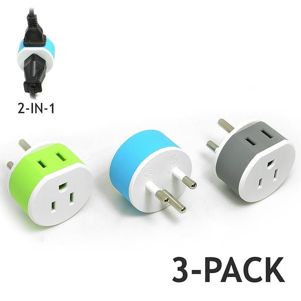 OREI Thailand Travel Plug Adapter 2 USA Inputs 3 Pack Type O