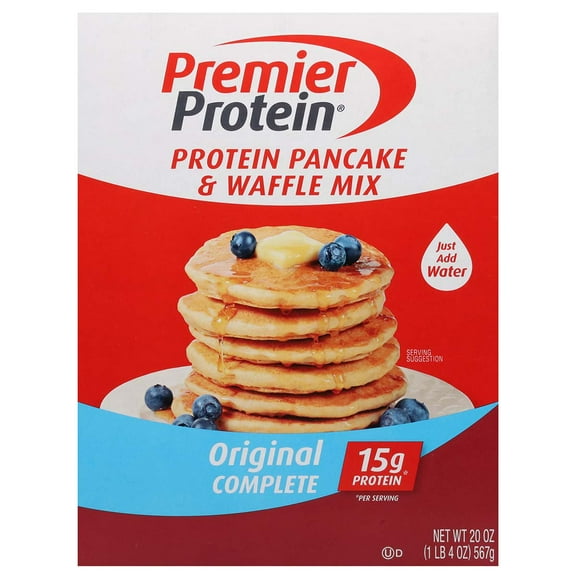 Premier Protein 15g Protein Pancake & Waffle Mix Original Complete, 20 oz (Package May Vary)