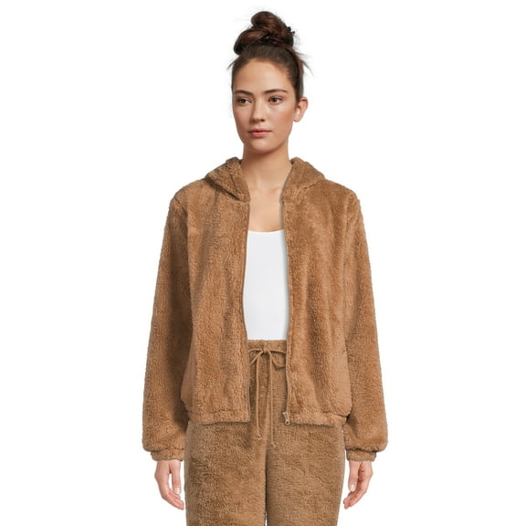Self Esteem Juniors Faux Sherpa Zip Up Hoodie
