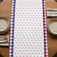 thumbnail image 5 of USA 4th of July Burlap Cotton Table Runner 13x90 Inches Long, Red Blue Plaid Floral Patriotic Farmhouse Table Runners, Outdoor Dining Tablecloths Decor for Baby Shower/Party/Wedding, 5 of 8