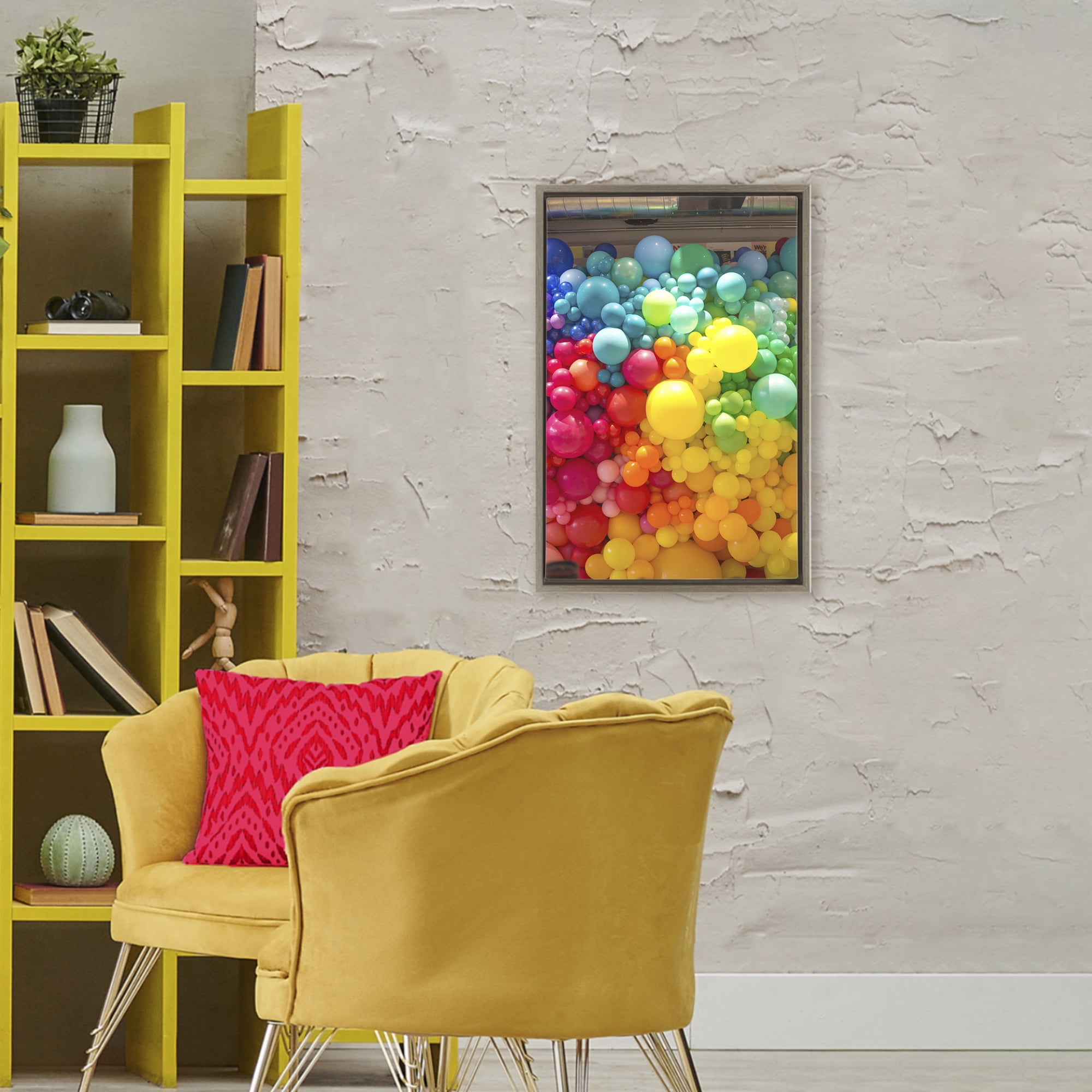 Stupell Industries Lively Colorful Balloons Brown Framed Floater Canvas Wall Art, design by LISH Creative