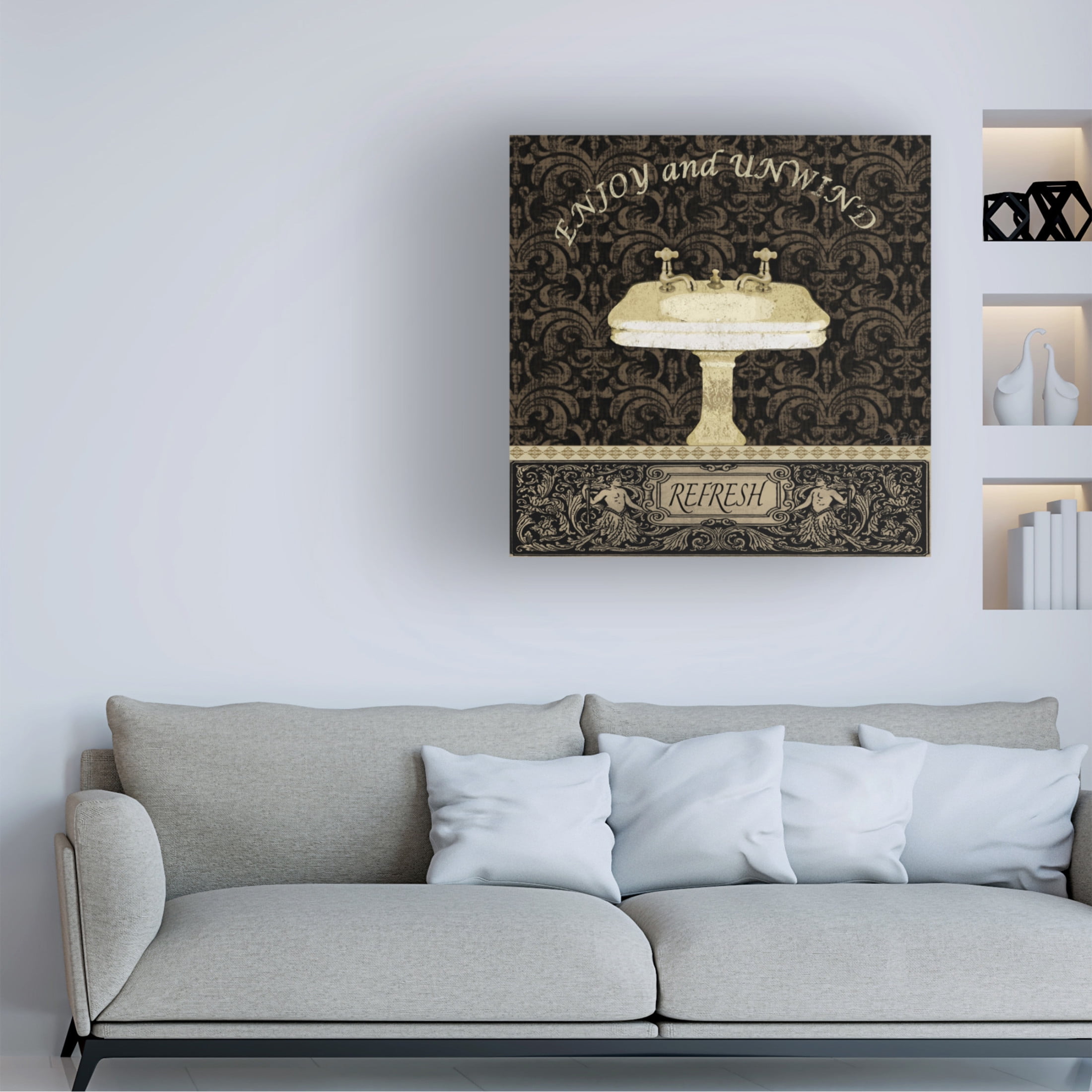 Canvas Wall Art - Jean Plout 'Sink B' Wall Art for Living Room, Bedroom, or Office Décor by Trademark Fine Art - 14 x 14 Inches