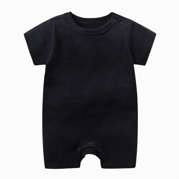 KPOPLK Baby Boy Pajama Lightweight Short Sleeve Baby Romper Jumpsuit with Snap Closure Infant Newborn Boy Sleep Clothes Size 9-12 Months,Black