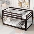thumbnail image 3 of Harper & Bright Designs Twin over Twin Bunk Bed with Ladder, Floor Bunk Bed with Solid Wood Frame and Guardrail for Boys Girls, Espresso, 3 of 11