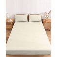 thumbnail image 2 of Twin Sze Fitted Sheet Set - Cream 2 Piece Bedding Sets 16" Deep Pocket Fitted Sheet with 1 Pillowcase, Farmhouse Solid Beige Color Modern Art Brushed Microfiber Hotel Luxury Bed Sheets, 2 of 9