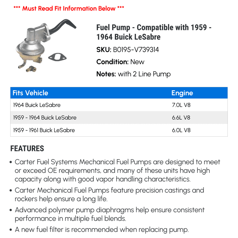 Carter Mechanical Fuel Pump - Buick V8 Carter Mechanical Fuel Pump - Buick V8