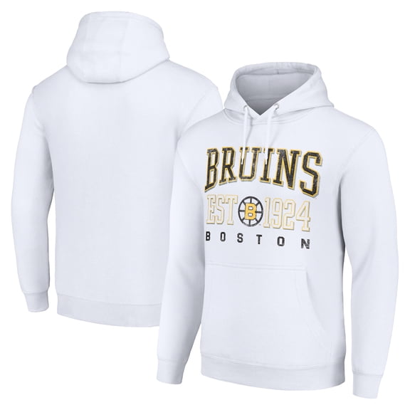 Men's Starter White Boston Bruins Retro Graphic Pullover Hoodie