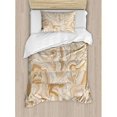 thumbnail image 3 of Apartment Decor Queen Size Duvet Cover Set, Decorative Vintage Marble Stone Patterns with Irregular Dimensions Image, Decorative 3 Piece Bedding Set with 2 Pillow Shams, Tan Cream, by Ambesonne, 3 of 3