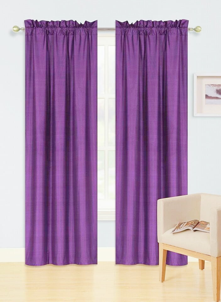 Gorgeous Home Linen Matte Microfiber Rod Pocket Blackout Curtains, 37x95, Purple, 2-Pack