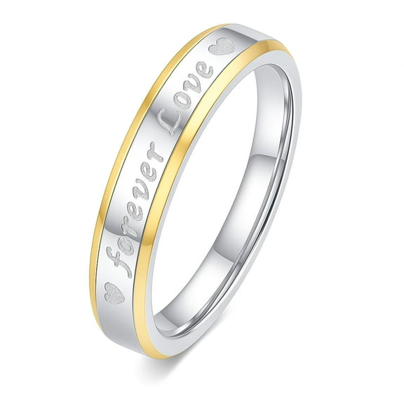 Forever Love 4 mm or 6mm Wedding Band Ring for Men or Women Two Tone Stainless Steel Ginger Lyne Collection