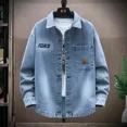 thumbnail image 3 of Abrigos de mezclilla para hombre con estampado negro Chaqueta vaquera para hombre Camisa vaquera de moda Diseñador estético Invierno 2024 Ropa masculina Casual Lxury G, 3 of 5