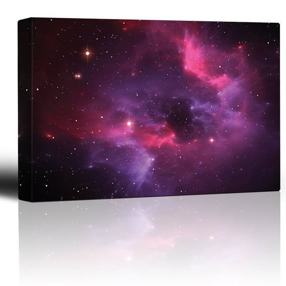 wall26 - Vibrant Pink and Purple Starry Galaxy - Canvas Art Home Art - 24x36 inches