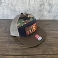 thumbnail image 4 of Lineman Flag Hat, Leather Patch Hat, Richardson 168 Flat Bill Snapback, Utility Worker Gift, American Flag Trucker Hat, 4 of 5