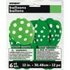 12" Latex Lime Green Polka Dot Balloons, 6ct