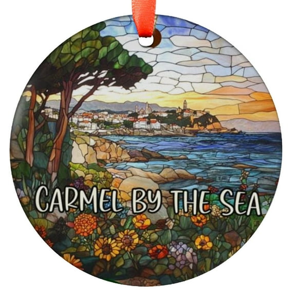 Custom Carmel by the Sea Ornament |Faux |Unique Cali Souvenir |Vacation Travel Gift | Holiday |Christmas Decor, Holiday Keepsake, Xmas Tree Hanging Decoration, Seasonal Gift Idea,
