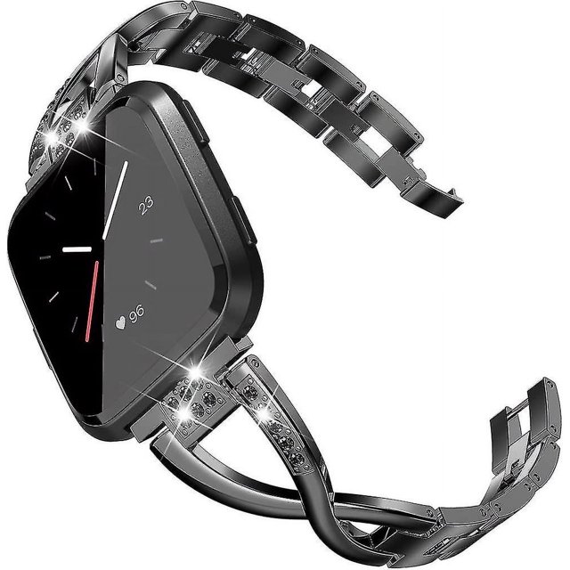 Black Pulsera Bling Compatible con Fitbit Versa/versa 2 Bandas para Mujer Pulseras de Acero Inoxidable Reemplazo para Versa Lite Edition/versa Se Accesorios