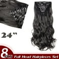 thumbnail image 2 of Full Head Clip Synthetic in Hair Extensions 8 Piece 18 Clips Hairpiece Long Curly Straight, 2 of 5