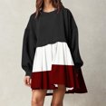 thumbnail image 2 of Elainilye Fashion Dresses for Women 2024 Casual Sweatshirt Long Sleeve Dress Round-Neck Ladies Patchwork Mini Dresses,Red, 2 of 6