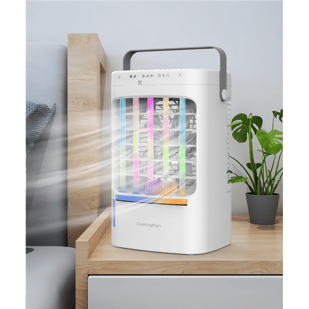 

Portable Air Conditioner Cooling Fan Evaporative Air Cooler for Room 3Wind Speed 2 Cool Air Spray & 2-8H Timer 3 IN 1 Upgraded Personal Air Conditioners for Room/Office