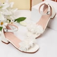 thumbnail image 3 of Gyujnb Girls Flower Applique Block Heel Sandals Soft Sole Casual Footwear, Adjustable Buckle Strap Open Toe Dress Shoes (Big Girls),5.5-6 Years, 3 of 4