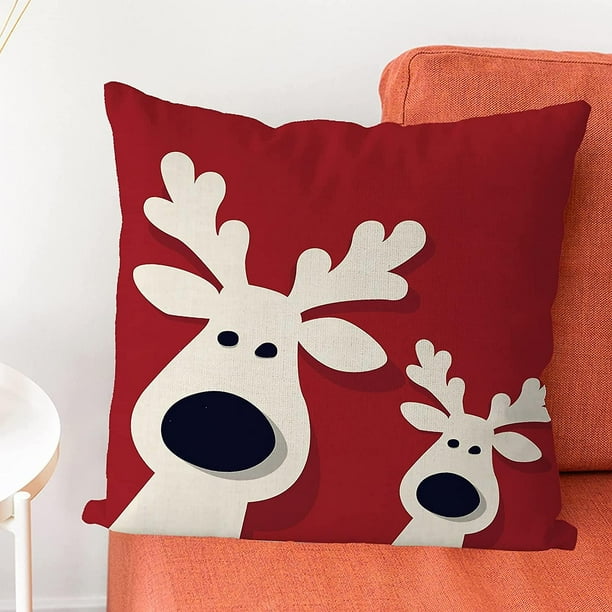 Heilwiy Christmas Pillow Covers 18x18 Inch Elk Deer Winter Throw