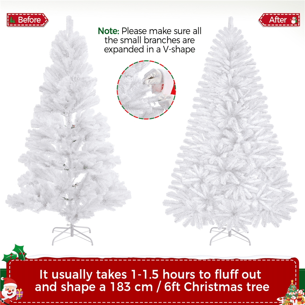 Renwick 6Ft Pre-Lit Fir Artificial Christmas Tree with Foldable Stand, White
