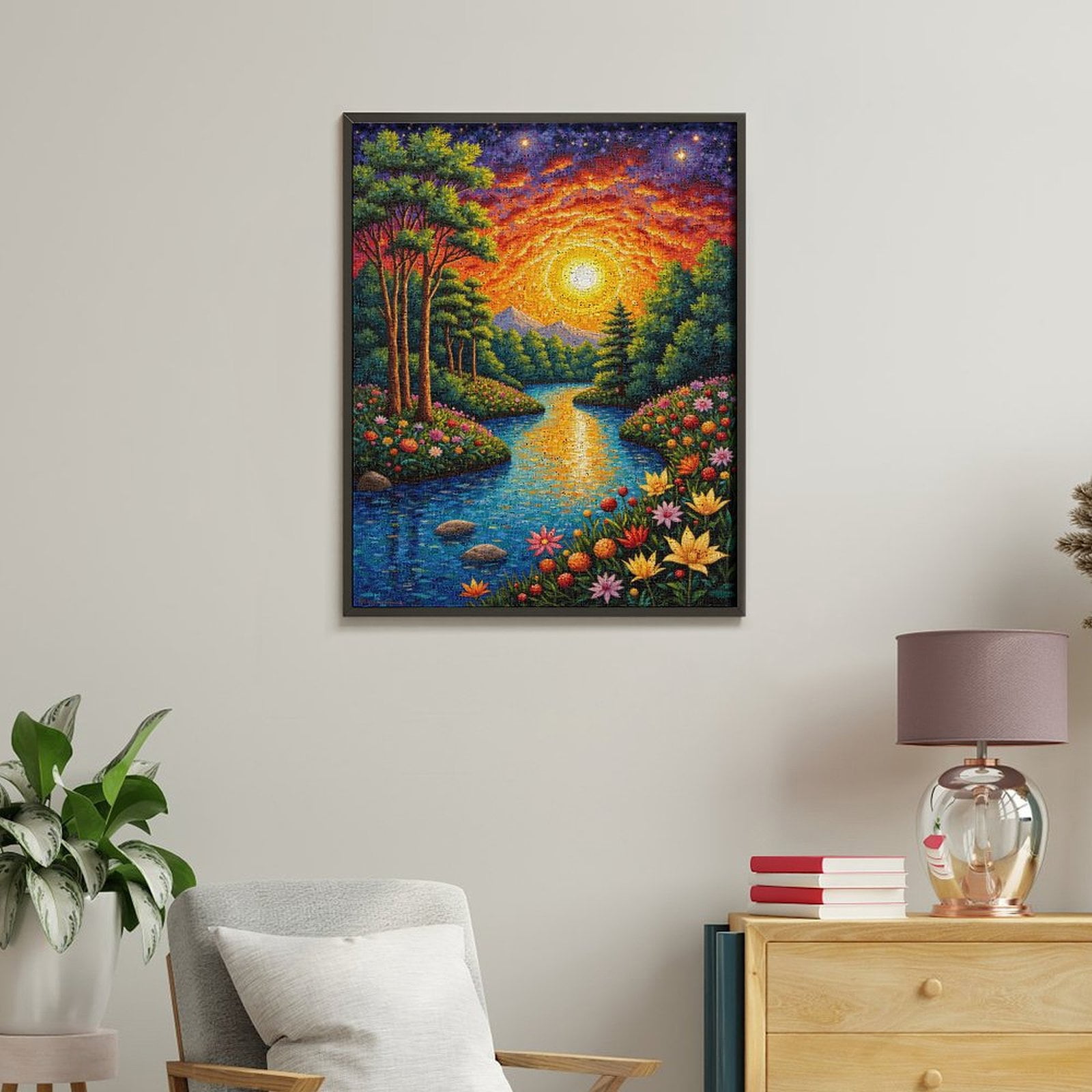 Paint by Numbers Kit for Adults, Colorful Sunset River Landscape Paint by Numbers, Easy Paint by Numbers Kit for Adults Beginner, DIY Adult Paint by Number Kits on Canvas, Home Decor