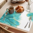 thumbnail image 3 of Teal Gold Flower Placemats Set of 12, Green Gradient Vintage Abstract Line Non-Slip Place Mats Washable Table Mats for Kitchen Dining Table Decorations Indoor/Outdoor, 3 of 9