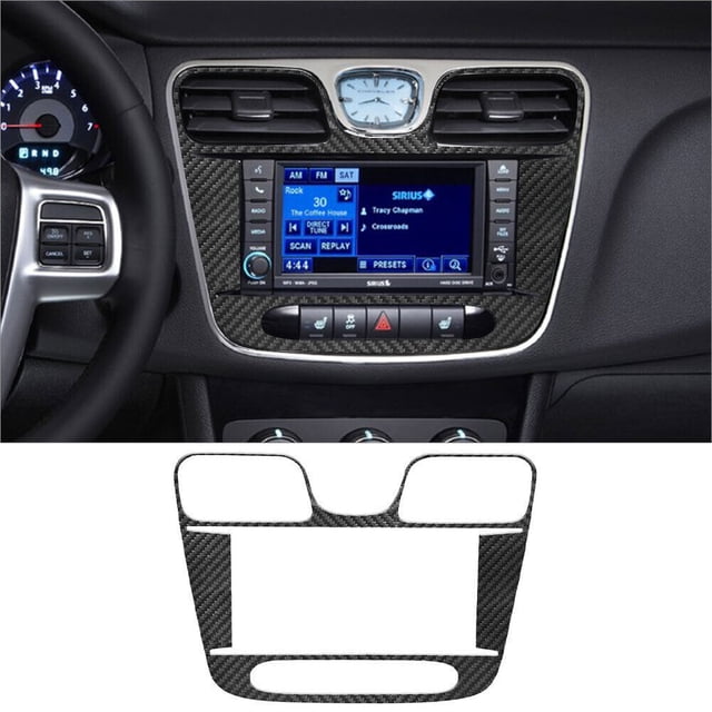 Real Bright Soft Car Interior Carbon Fiber Sticker DecorationCarbon Fiber Center Air Vent/Radio Console Cover For Chrysler 200 SedanAuto Car Protection Interior Accessories