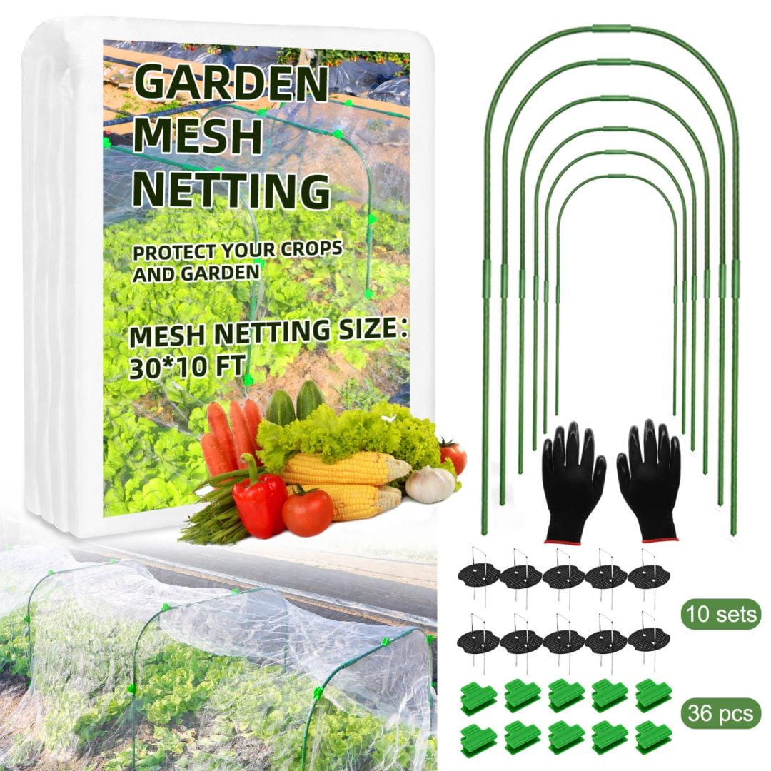 Garden Netting Kit, 10x30 Ft Ultra Fine Mesh Netting Bird Pest Barrier