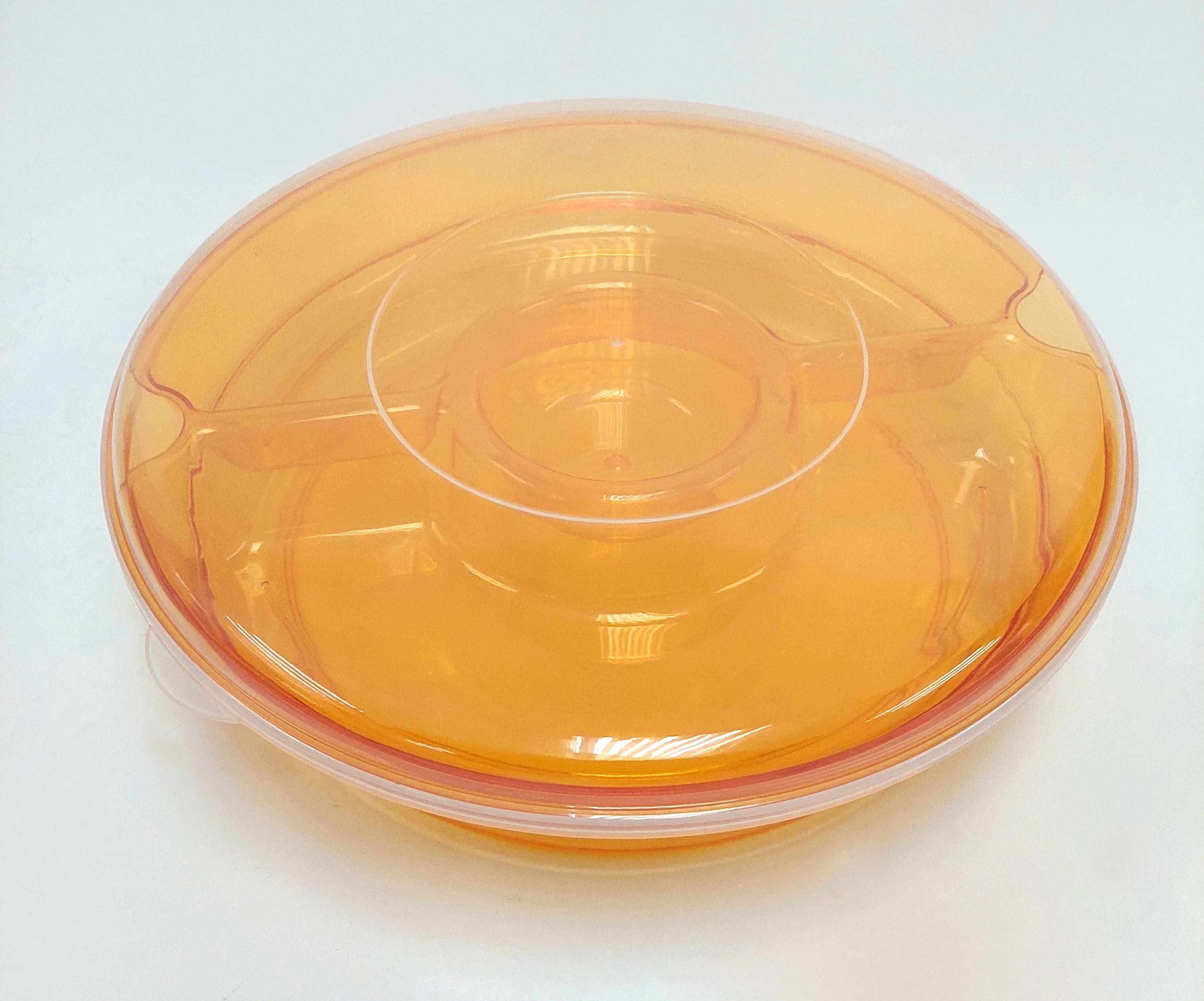 Mainstays Plastic 13.4" Rounded on Ice Multipurpose Round Shape Tray, Round, Orange, 3-Pc