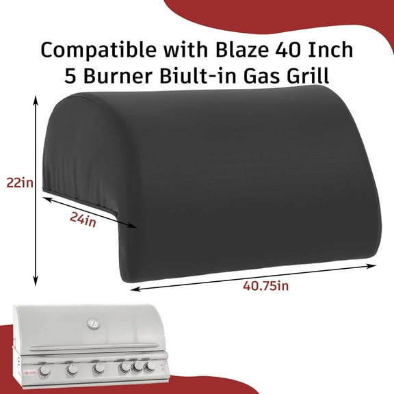 Grill Cover for Blaze 40 Inch 5 Burner Built-in Gas Grill, Waterproof, Rip Proof, Heavy Duty Grill Cover for Outdoor Grill