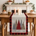 thumbnail image 2 of Christmas Tree Table Runner 72 Inches, Xmas Buffalo Plaid Leopard Print Retro Beige Bed Runner Dresser Scarves Tabletop for Indoor Outdoor Parties/Ceremony/Banquet, 18" x 72", 2 of 8