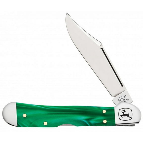 Case XX Knives John Deere Green Pearl Kirinite Mini Copperlock Stainless Pocket Knife