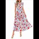thumbnail image 1 of Vestido Midi Estampado con Mangas Plisadas y Cuello en V Imagen 1, Talla M, 1 of 7
