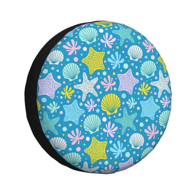 Fotbe Starfish Funda de Llanta de Repuesto con Estampado, Engrosada, Ajuste Universal para Jeep, Remolque, RV, SUV, Camión-15 inch