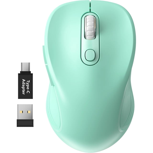 WisFox 2.4G Wireless for Laptop, Ergonomic Computer with USB Receiver and 3 Adjustable Levels, 6 Button Wireless Mice for Windows PC Notebook (Grey)