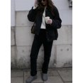 thumbnail image 2 of Woman Fashion Loose Gray Warm Baseball Jacket 2023 Spring Casual Oversized Bomber, 2 of 6
