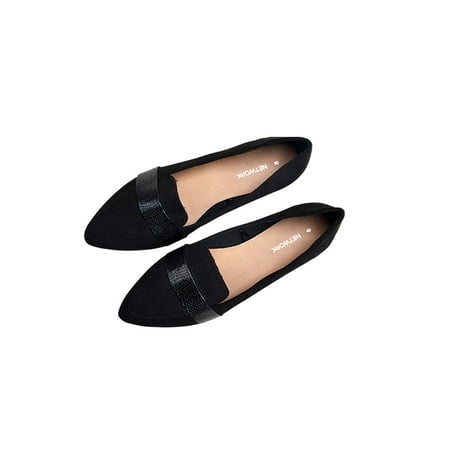 

Ritualay Women s Walking Shoes Comfortable Penny Loafer Slip On Flats Lightweight Non-slip Loafers Dance Formal Pointy Toe Dress Shoe Dark Black 9