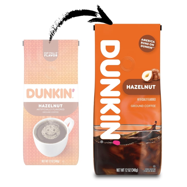 Dunkin', Ground Coffee, 12 oz, Hazelnut Flavored Medium Roast