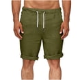 thumbnail image 2 of DDAPJ pyju Mens Cotton Linen Shorts Casual Drawstring Elastic Waist Lightweight Breathable Bermuda Summer Beach Short Pant for Men Army Green M, 2 of 7