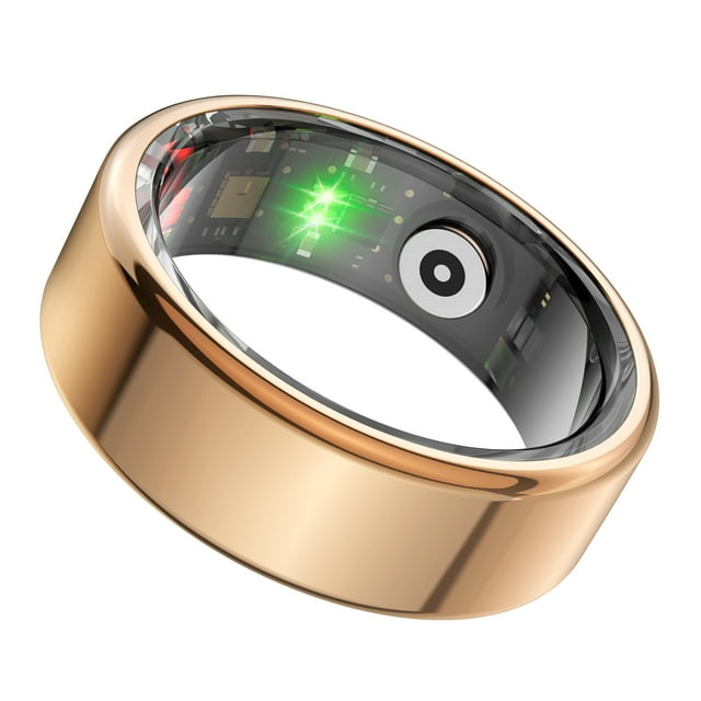 Fitness Smart Ring, 5.1 Body Temperature Sensitive Music Control Wearable Smart Ring Pedometer for Men Tarnish,Rose Gold