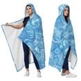 thumbnail image 2 of Wearable Blanket,Blue White Tie Dye Swirl Pattern Hooded Wearable Flannel Blanket for Adults & Teens,Winter Poncho Shawl Wrap Cape Cozy Anti-Pill,50"x60", 2 of 5