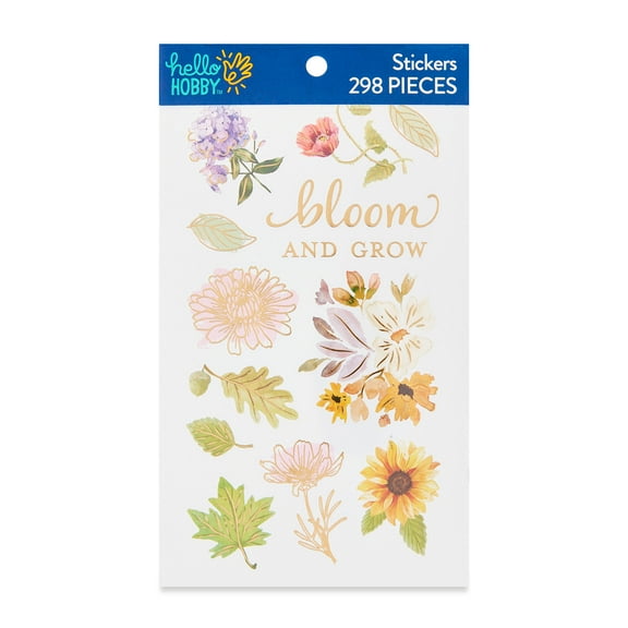 Hello Hobby Flower Sticker Book, Traditional Flower Stickers, 298 Pack