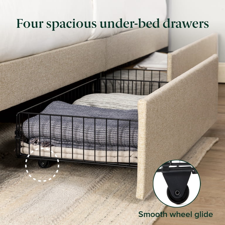 Mainstays Twin Upholstered Platform Bed, 4 Storage Drawers photo 7