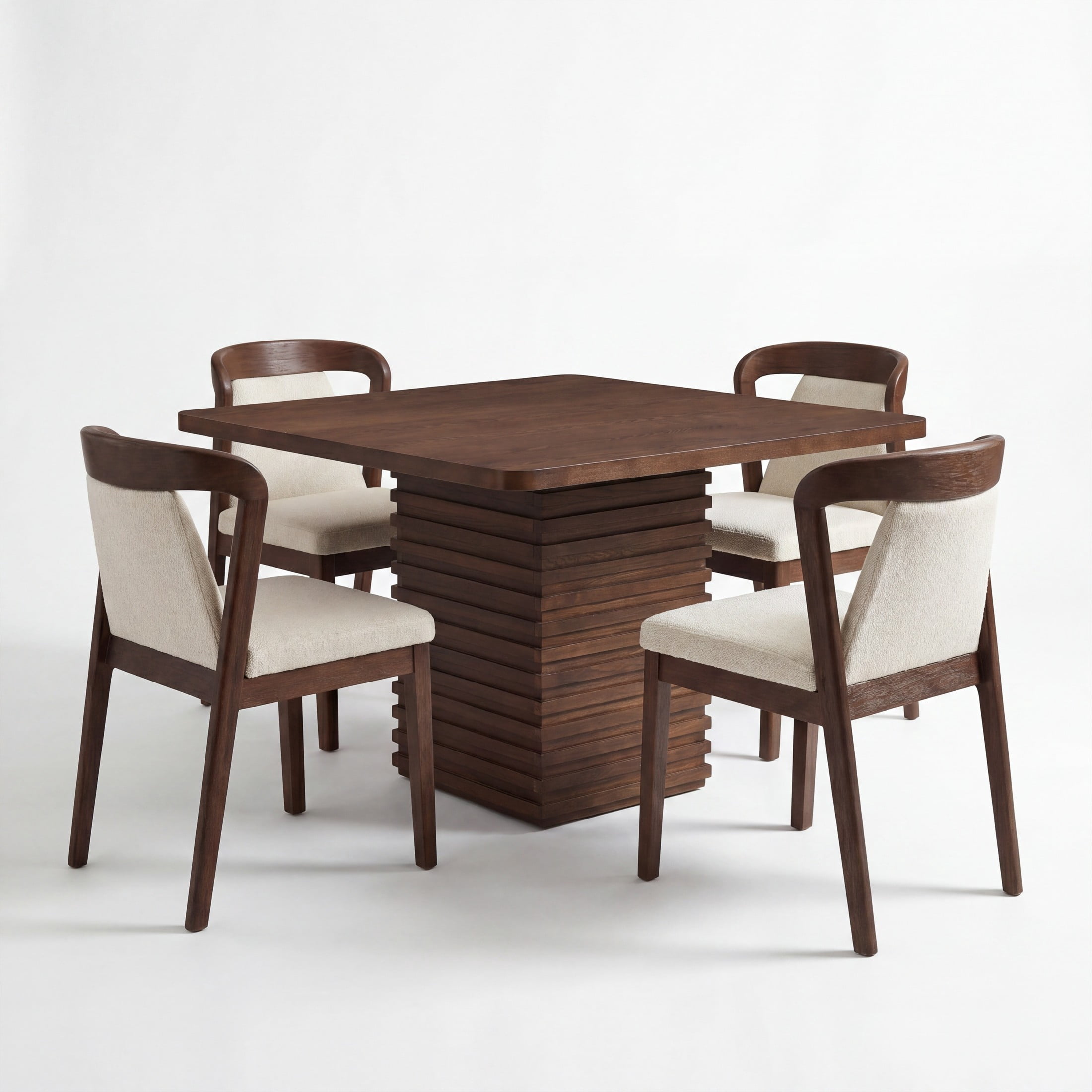 Christopher Knight Home 5-Piece Square Dining Table Set with Upholstered Chairs, Walnut+Camel